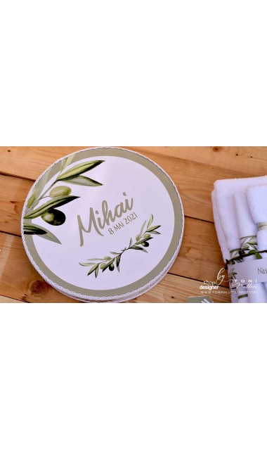 Trusou de botez cu motive frunze maslin Olives 3